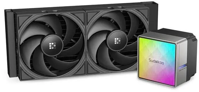 Alt view image 2 of 7 - Sudokoo NEXAURA 240 Liquid CPU Cooler: 240mm AIO CPU Cooler with PWM Pump & ARGB Pump Head - Water Cooling with FDB Fans for Intel LGA 1851/1700/1200/115X AMD AM5/AM4 - Black