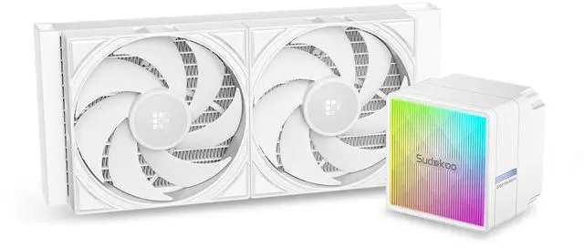 Alt view image 2 of 7 - Sudokoo NEXAURA 240 White Liquid CPU Cooler: 240mm AIO CPU Cooler with PWM Pump & ARGB Pump Head - Water Cooling with FDB Fans for Intel LGA 1851/1700/1200/115X AMD AM5/AM4