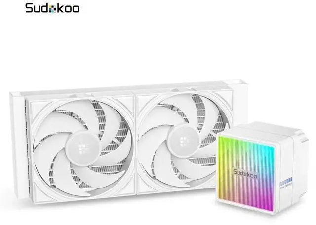 Main image of Sudokoo NEXAURA 240 White Liquid CPU Cooler: 240mm AIO CPU Cooler with PWM Pump & ARGB Pump Head - Water Cooling with FDB Fans for Intel LGA 1851/1700/1200/115X AMD AM5/AM4