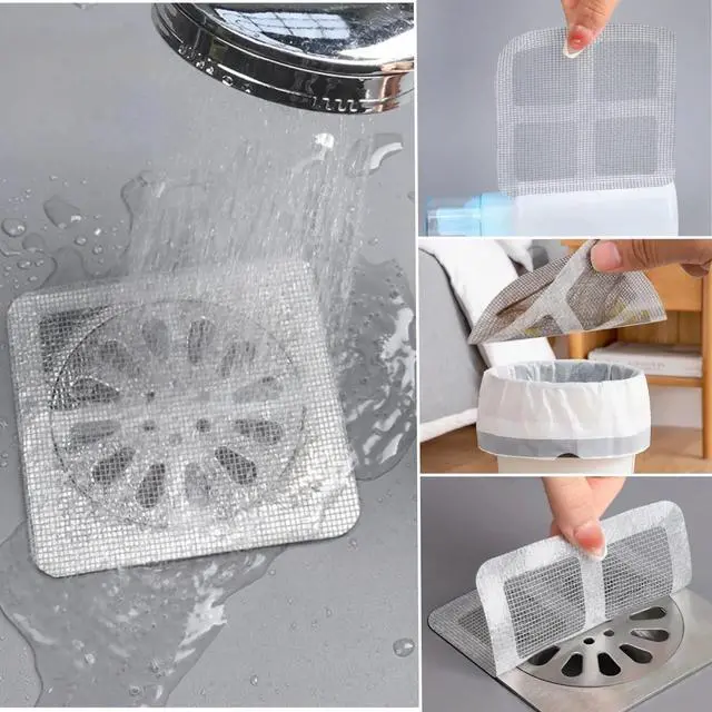 Alt view image 3 of 7 - 100PCS Disposable Hair Drain Stickers, Disposable Shower Drain Hair Catcher Mesh Stickers, Floor Drain Sticker, Drain Cover Hair Catcher for Bathroom Laundry Bathtub Kitchen
