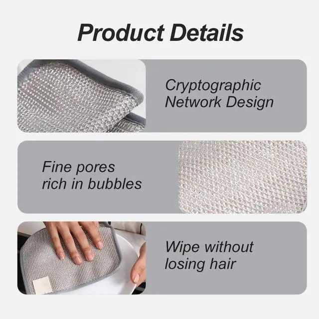 Alt view image 4 of 7 - Multipurpose Wire Dishwashing Rags, 2025 Upgraded Three Layers of Thickening Rag, Reusable Hanging Wire Dishwashing Rags for Wet and Dry, Premium Metal Scrubbing Pads Sponge Clean Tool (5)