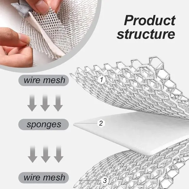 Alt view image 3 of 7 - Multipurpose Wire Dishwashing Rags, 2025 Upgraded Three Layers of Thickening Rag, Reusable Hanging Wire Dishwashing Rags for Wet and Dry, Premium Metal Scrubbing Pads Sponge Clean Tool (5)