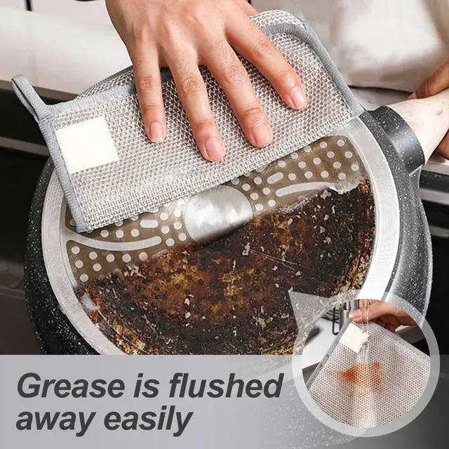 Alt view image 5 of 7 - Multipurpose Wire Dishwashing Rags, 2025 Upgraded Three Layers of Thickening Rag, Reusable Hanging Wire Dishwashing Rags for Wet and Dry, Premium Metal Scrubbing Pads Sponge Clean Tool (5)