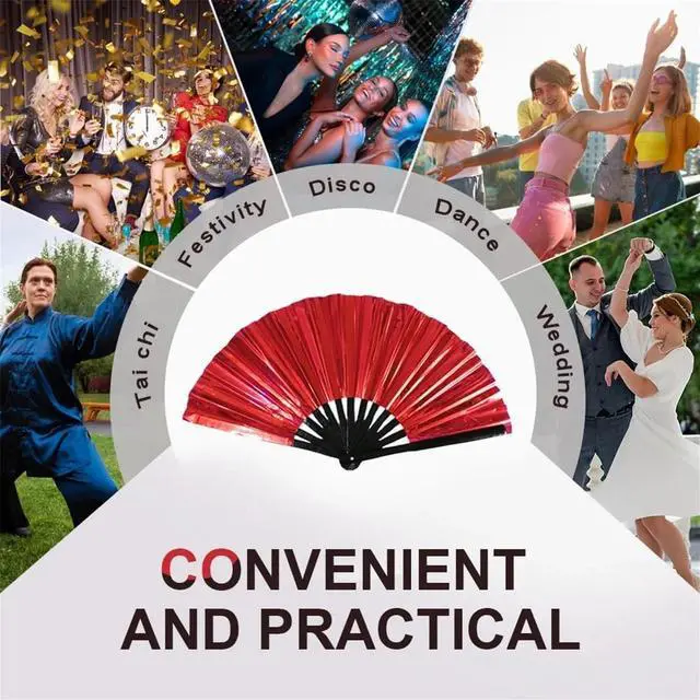 Alt view image 4 of 7 - Boots on The Ground Hand Fan, Clacking Fans for Line Dancing, Big Fans Handheld Line Dancing, Fashion Craft Folding Fan Iridescent Clacking Hand Fan (D)