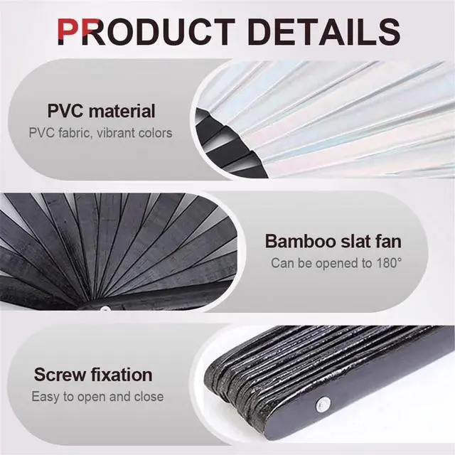 Alt view image 5 of 7 - Boots on The Ground Hand Fan, Clacking Fans for Line Dancing, Big Fans Handheld Line Dancing, Fashion Craft Folding Fan Iridescent Clacking Hand Fan (D)