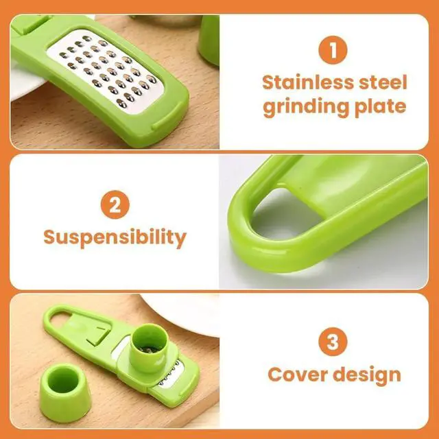 Alt view image 4 of 7 - Garlic Grinder, 2025 Upgrade Mini Garlic Peeler Multifunctional Garlic Slicer Garlic Crusher, Easy to Use Ginger Grater Hand Press Garlic Grater for Smash Garlic Kitchen Tools (Green)