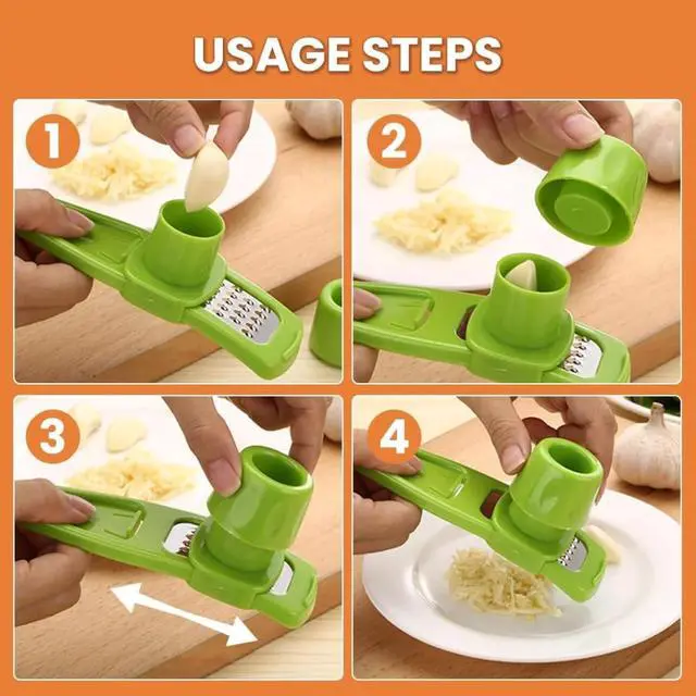 Alt view image 5 of 7 - Garlic Grinder, 2025 Upgrade Mini Garlic Peeler Multifunctional Garlic Slicer Garlic Crusher, Easy to Use Ginger Grater Hand Press Garlic Grater for Smash Garlic Kitchen Tools (Green)
