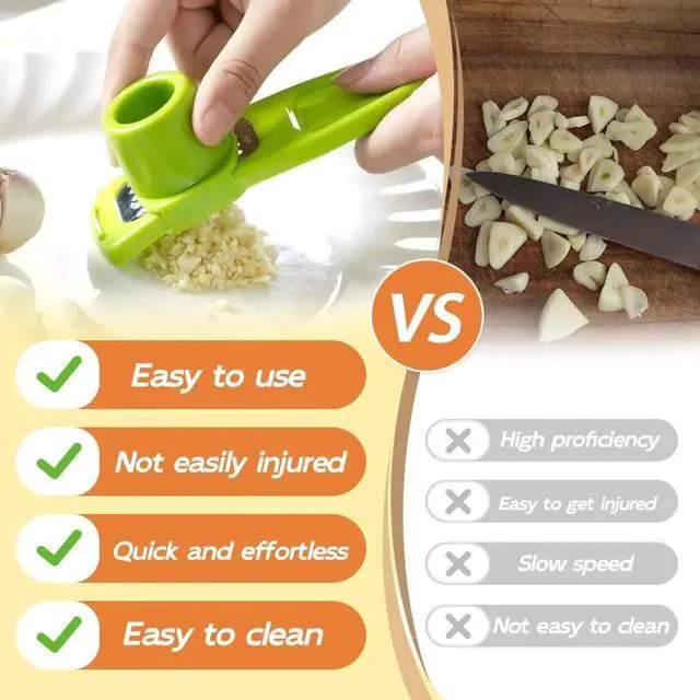 Alt view image 6 of 7 - Garlic Grinder, 2025 Upgrade Mini Garlic Peeler Multifunctional Garlic Slicer Garlic Crusher, Easy to Use Ginger Grater Hand Press Garlic Grater for Smash Garlic Kitchen Tools (Green)