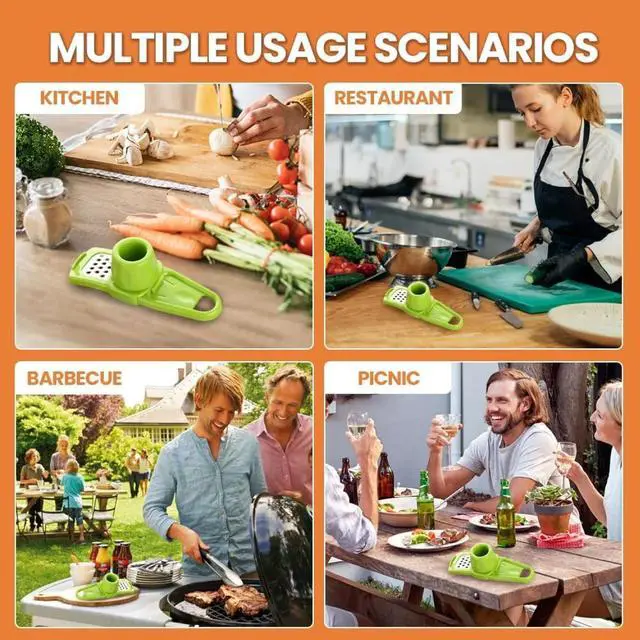Alt view image 7 of 7 - Garlic Grinder, 2025 Upgrade Mini Garlic Peeler Multifunctional Garlic Slicer Garlic Crusher, Easy to Use Ginger Grater Hand Press Garlic Grater for Smash Garlic Kitchen Tools (Green)