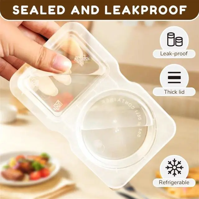Alt view image 5 of 7 - Double Compartment Condiment Container, 2025 New Reusable Snack Containers with Lids, Snack Pack Container, Double Compartment Snack Containers for Travel Camping Sauce, Condiments (20)