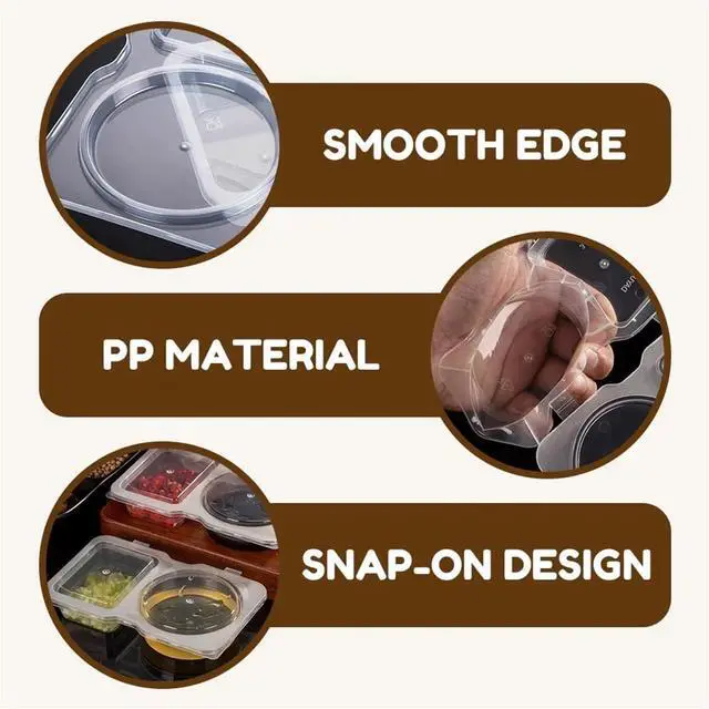 Alt view image 6 of 7 - Double Compartment Condiment Container, 2025 New Reusable Snack Containers with Lids, Snack Pack Container, Double Compartment Snack Containers for Travel Camping Sauce, Condiments (20)
