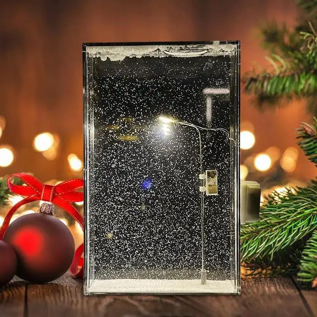 Alt view image 5 of 7 - Snow Lamp, Snowy Lamp, Snowy Streetlamp Light, Street Lamp Snow Globe, Snowy Street Lamp, Snow Scenery Street Lamp Snowflake Lamp, DIY Snowy Night Flowing Night Light