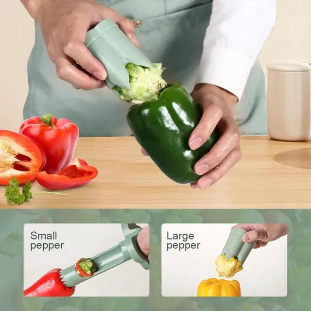Alt view image 2 of 7 - Pepper Seed Corer Remover, 2024 New 2 in 1 Bell Pepper Cutter Pepper Porer Seed Remover Tool, Quickly Cutting and Deseeding Bell Pepper Corer Tool for Vegetables Kitchen Gadget (1)