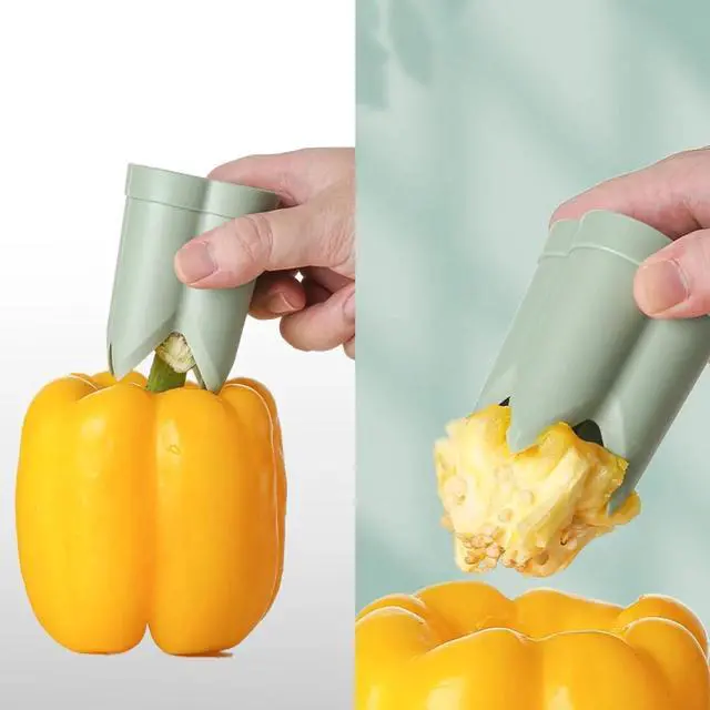 Alt view image 6 of 7 - Pepper Seed Corer Remover, 2024 New 2 in 1 Bell Pepper Cutter Pepper Porer Seed Remover Tool, Quickly Cutting and Deseeding Bell Pepper Corer Tool for Vegetables Kitchen Gadget (1)