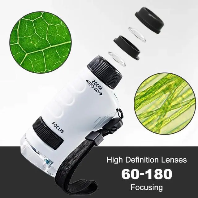 Alt view image 5 of 7 - Handheld Little Microscope, Portable Microscope Digital with 60x-120x Magnification, LED Pocket Microscope Little Scientist Mini Microscope for Kids Green