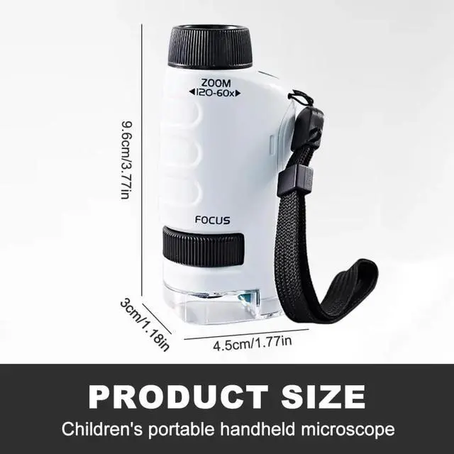 Alt view image 4 of 7 - Handheld Little Microscope, Portable Microscope Digital with 60x-120x Magnification, LED Pocket Microscope Little Scientist Mini Microscope for Kids Green