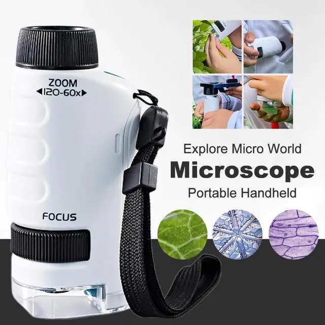 Alt view image 7 of 7 - Handheld Little Microscope, Portable Microscope Digital with 60x-120x Magnification, LED Pocket Microscope Little Scientist Mini Microscope for Kids Green