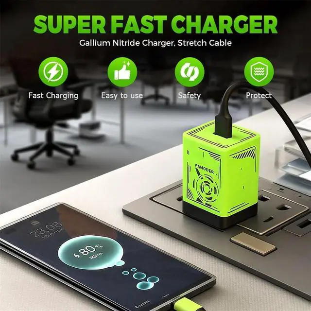 Alt view image 7 of 7 - 2-in-1 GaN 120w Fast Charger, 2025 Upgraded Scalable Retractable 120w Fast Charger Module, All in 1 Foldable Charging Adapter Wall Plug for Phone, Tablet, Laptops Black