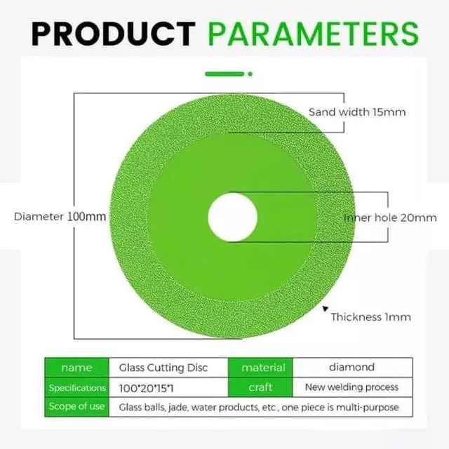 Alt view image 2 of 7 - Glass Cutting Disc, Ultra-Thin Diamond Cutting Disc Saw Blade Suitable for 4 Inch Angle Grinder, Glass Saw Ultra-Thin Saw Blade for Cutting and Grinding Glass, Jade, Crystal, Tile, Ceramic