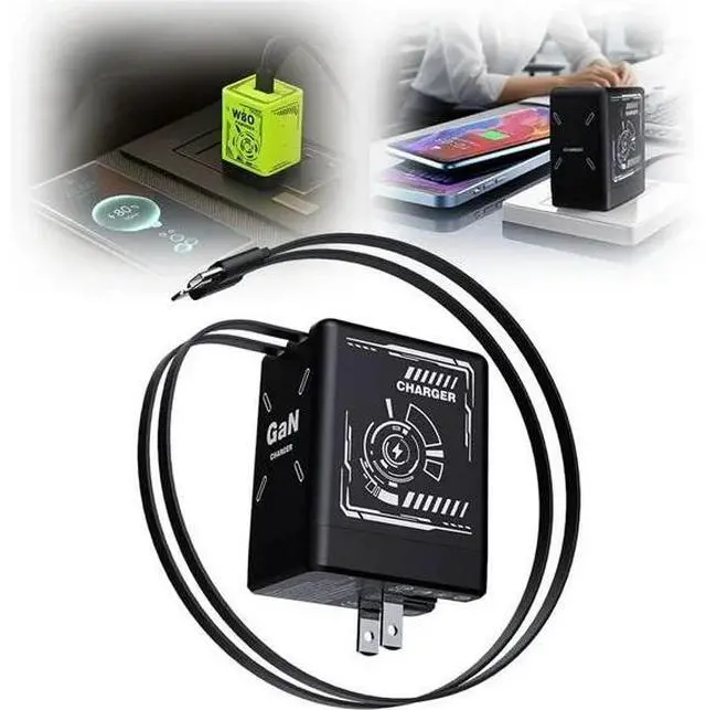 Main image of 2-in-1 GaN 120w Fast Charger, 2025 Upgraded Scalable Retractable 120w Fast Charger Module, All in 1 Foldable Charging Adapter Wall Plug for Phone, Tablet, Laptops Black