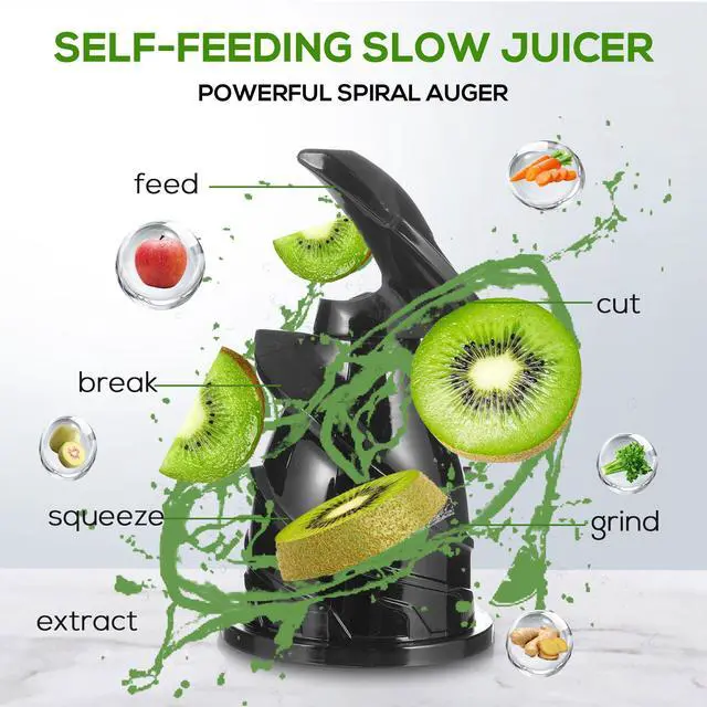Alt view image 2 of 6 - celiberry Cold Press Juicer, Slow Masticating Juicer Machines with 4.25" Wide Chute, Self Feeding Electric Juicer Fit Whole Vegetable & Fruit, Quiet Motor Juice Extractor, 98% Juice Purity, Easy Clean