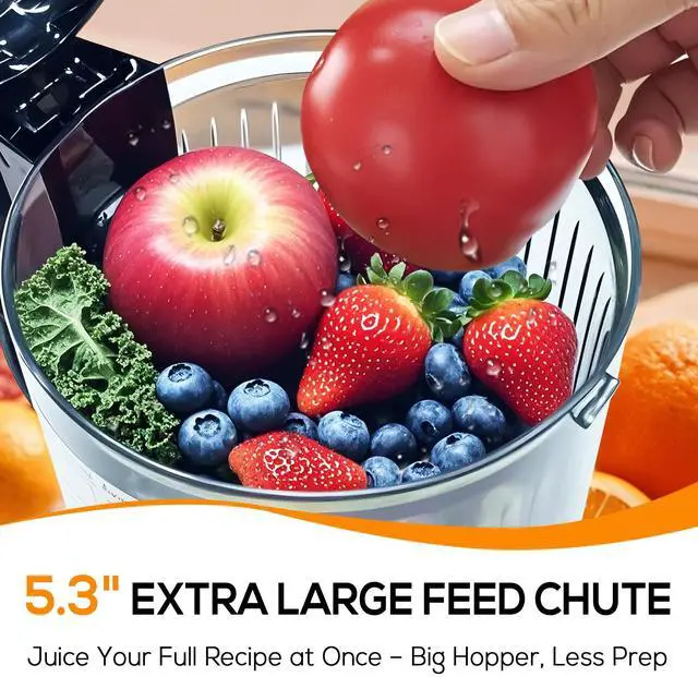 Alt view image 2 of 7 - celiberry Cold Press Juicer Machines, 5.3 Large Feed Chute Slow Masticating Juicer for Whole Fruits & Vegetables, 300W Quiet Juice Extractor, Easy to Clean, Anti-Clog, No Drip, 99% High Juice Yield