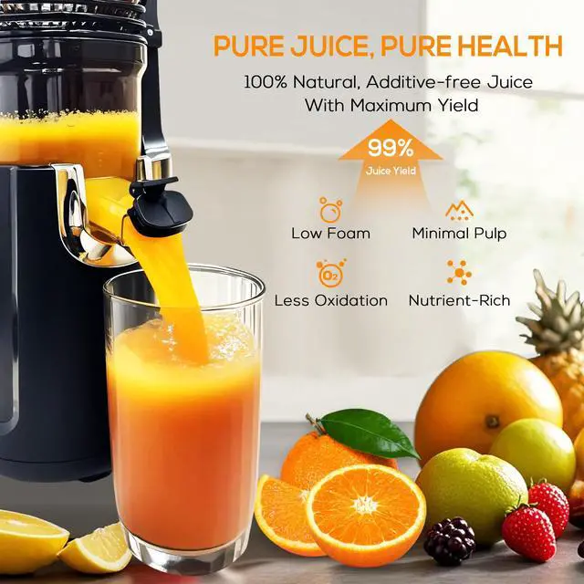 Alt view image 4 of 7 - celiberry Cold Press Juicer Machines, 5.3 Large Feed Chute Slow Masticating Juicer for Whole Fruits & Vegetables, 300W Quiet Juice Extractor, Easy to Clean, Anti-Clog, No Drip, 99% High Juice Yield