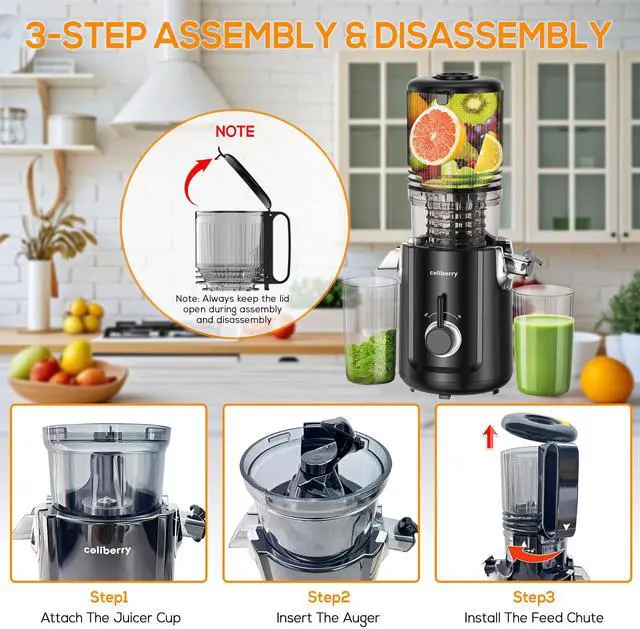 Alt view image 7 of 7 - celiberry Cold Press Juicer Machines, 5.3 Large Feed Chute Slow Masticating Juicer for Whole Fruits & Vegetables, 300W Quiet Juice Extractor, Easy to Clean, Anti-Clog, No Drip, 99% High Juice Yield
