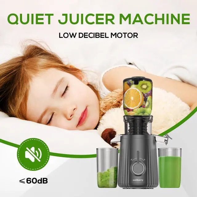 Alt view image 3 of 6 - celiberry Slow Masticating Juicer Machines with 4.25" Wide Chute, Self Feeding Electric Juicer Fit Whole Vegetable & Fruit, Quiet Motor Juice Extractor, 98% Juice Purity, Easy Clean, Darkgray Color