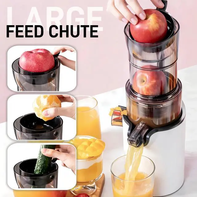 Alt view image 3 of 7 - Compact Cold Press Juicer Machine with Minimalist Design, 4.1" Wide Feed Chute Slow Masticating Juicer for Whole Fruits, 5-Layer Stainless Steel Filter for Purest Taste, Juice Extractor with 3-Step As