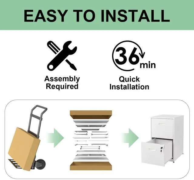 Alt view image 5 of 7 - POLUP 2 Drawer File Cabinet with Lock, White Filing Cabinets for Home Office, Metal Locking File Cabinet with Two Drawers, Light Duty File Storage Cabinet for Letter Size - Assembly Required