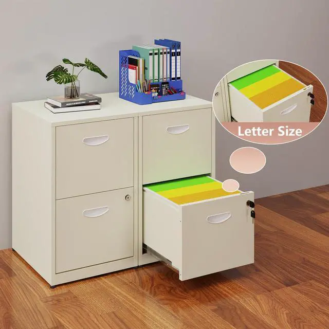 Alt view image 7 of 7 - POLUP 2 Drawer File Cabinet with Lock, Locked Filing Cabinets for Home Office, Small File Cabinets for Under Desk, Metal Files Cabinet for Hanging Letter Size, Cream, Assembly Required