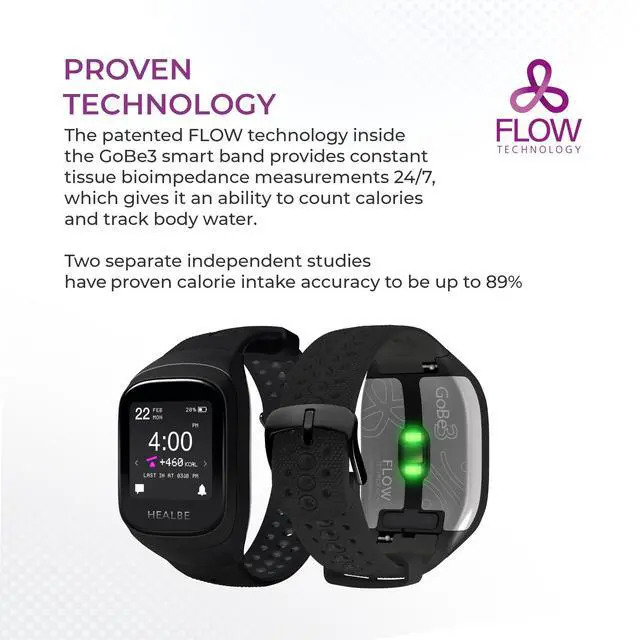 Alt view image 6 of 7 - HEALBE GoBe3 Smart Band  Auto Track Calorie Intake & Burn, Hydration, Heart Rate, Sleep, Neuroactivity, Stress, Steps & Activity, 24/7 Customer Care, Free App, Obsidian