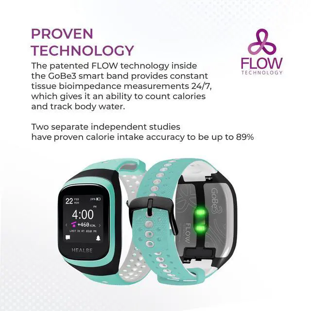 Alt view image 6 of 7 - HEALBE GoBe3 Smart Band  Auto Track Calorie Intake & Burn, Hydration, Heart Rate, Sleep, Neuroactivity, Stress, Steps & Activity, 24/7 Customer Care, Free App, Aquamarine