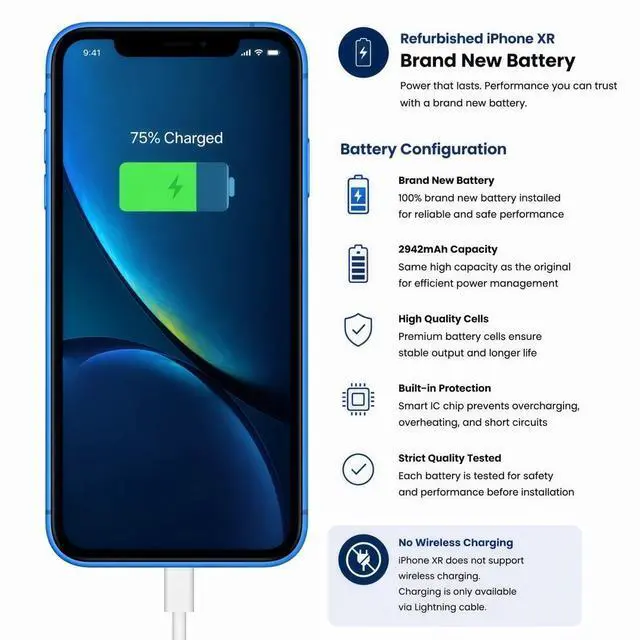Alt view image 6 of 7 - Apple iPhone XR 64GB Blue Refurbished Unlocked Phone, 6.1-inch Display, A12 Bionic Processor, Face ID, iOS Smartphone