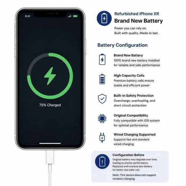 Alt view image 6 of 7 - Refurbished Apple iPhone XR 128GB White Unlocked Smartphone, 6.1" Liquid Retina Display, A12 Bionic Chip, Face ID