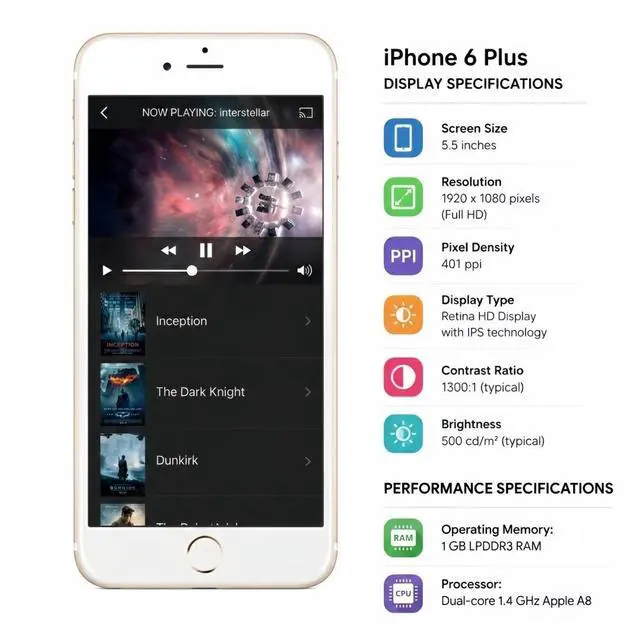 Alt view image 6 of 7 - Refurbished Apple iPhone 6 Plus 16GB Gold Unlocked Smartphone, 5.5" Retina HD Display, A8 Chip, iOS Cell Phone