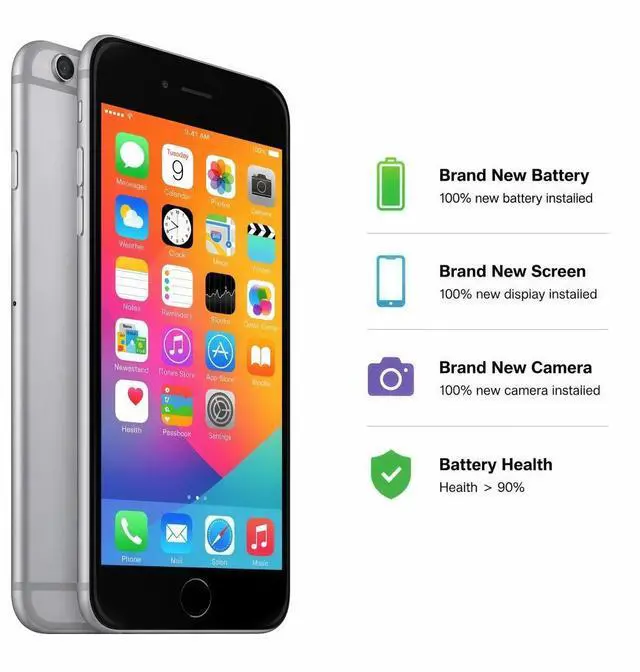 Alt view image 2 of 7 - Refurbished Apple iPhone 6 Plus 16GB Space Gray Unlocked Smartphone, 5.5" Retina HD Display, A8 Chip, iOS Cell Phone