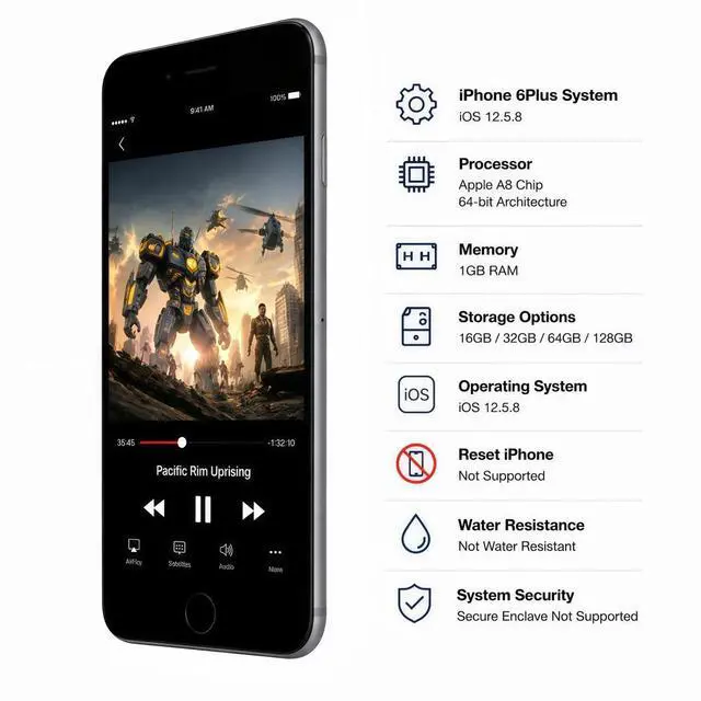 Alt view image 6 of 7 - Refurbished Apple iPhone 6 Plus 16GB Space Gray Unlocked Smartphone, 5.5" Retina HD Display, A8 Chip, iOS Cell Phone