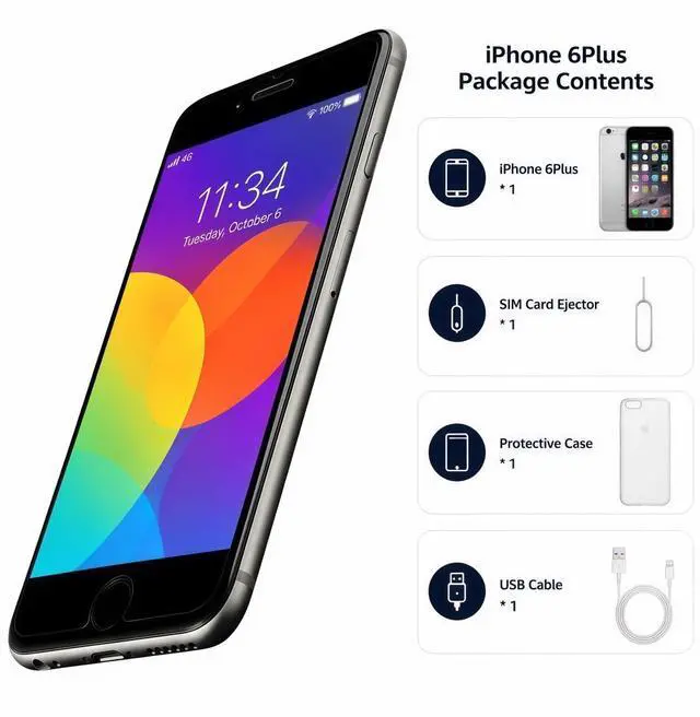 Alt view image 7 of 7 - Refurbished Apple iPhone 6 Plus 16GB Space Gray Unlocked Smartphone, 5.5" Retina HD Display, A8 Chip, iOS Cell Phone