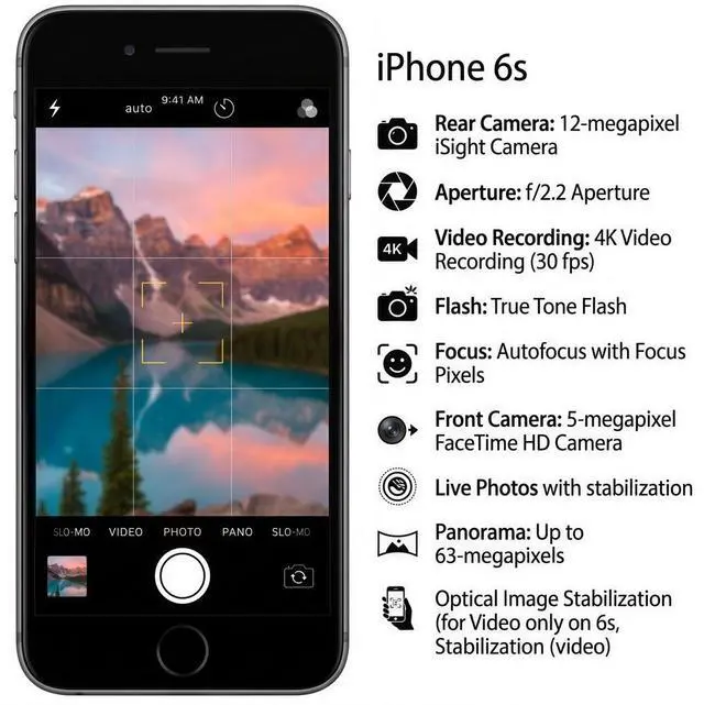 Alt view image 4 of 7 - Refurbished Apple iPhone 6s 16GB Space Gray Unlocked Smartphone, 4.7" Retina HD Display, A9 Chip, iOS Cell Phone