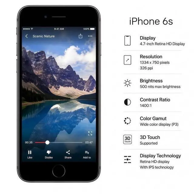 Alt view image 3 of 7 - Refurbished Apple iPhone 6s 16GB Space Gray Unlocked Smartphone, 4.7" Retina HD Display, A9 Chip, iOS Cell Phone