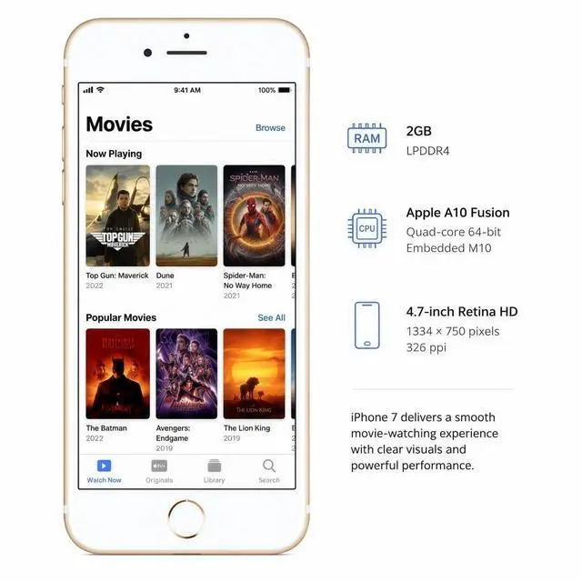 Alt view image 4 of 7 - Refurbished Apple iPhone 7 32GB Gold Unlocked Smartphone, 4.7" Retina HD Display, A10 Fusion Chip, iOS Cell Phone