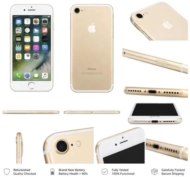 Alt view image 7 of 7 - Refurbished Apple iPhone 7 32GB Gold Unlocked Smartphone, 4.7" Retina HD Display, A10 Fusion Chip, iOS Cell Phone