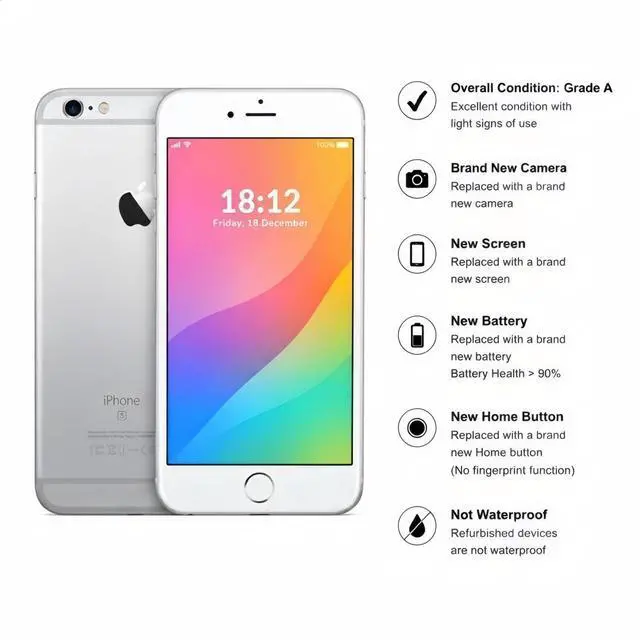 Alt view image 7 of 7 - Refurbished Apple iPhone 6s Plus 128GB Silver Unlocked Smartphone, 5.5" Retina HD Display, A9 Chip, iOS Cell Phone