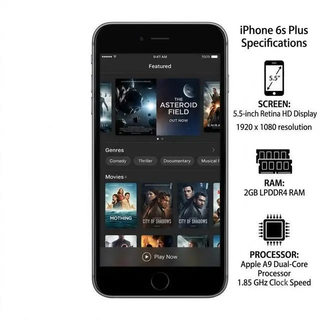 Alt view image 4 of 7 - Refurbished Apple iPhone 6s Plus 128GB Space Gray Unlocked Smartphone, 5.5" Retina HD Display, A9 Chip, iOS Cell Phone