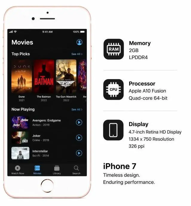 Alt view image 4 of 7 - Refurbished Apple iPhone 7 128GB Rose Gold Unlocked Smartphone, 4.7" Retina HD Display, A10 Fusion Chip, iOS Cell Phone
