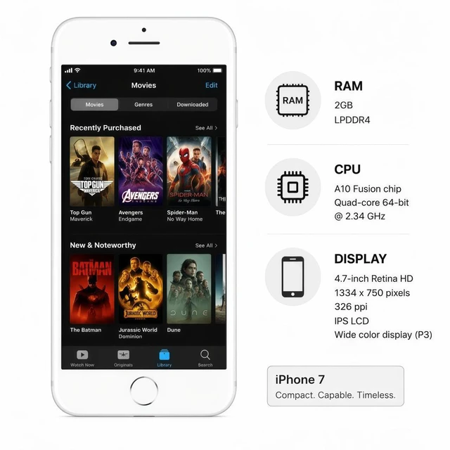 Alt view image 4 of 7 - Refurbished Apple iPhone 7 32GB Silver Unlocked Smartphone, 4.7" Retina HD Display, A10 Fusion Chip, iOS Cell Phone