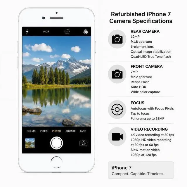 Alt view image 5 of 7 - Refurbished Apple iPhone 7 128GB Silver Unlocked Smartphone, 4.7" Retina HD Display, A10 Fusion Chip, iOS Cell Phone