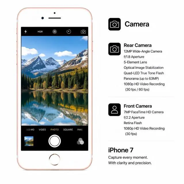Alt view image 5 of 7 - Refurbished Apple iPhone 7 32GB Rose Gold Unlocked Smartphone, 4.7" Retina HD Display, A10 Fusion Chip, iOS Cell Phone